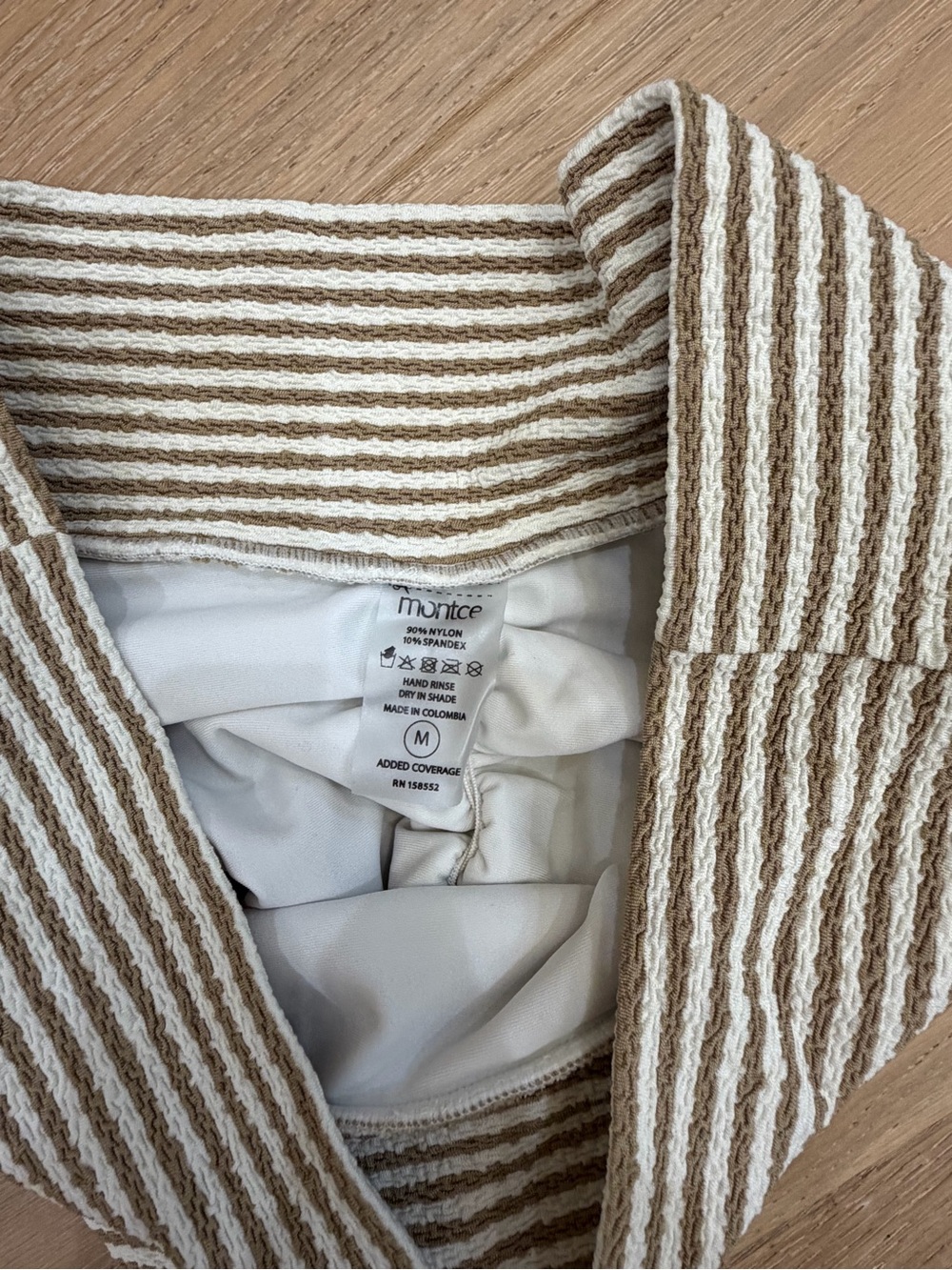 Montce Striped Bikini Set in Cream & Tan - Picture 2 of 4